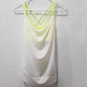 Lucy white & yellow workout bra/tank top combo xs